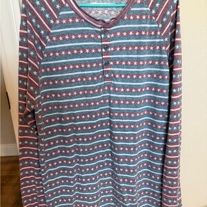 LuLaRoe Blue and Red Star Pattern Top